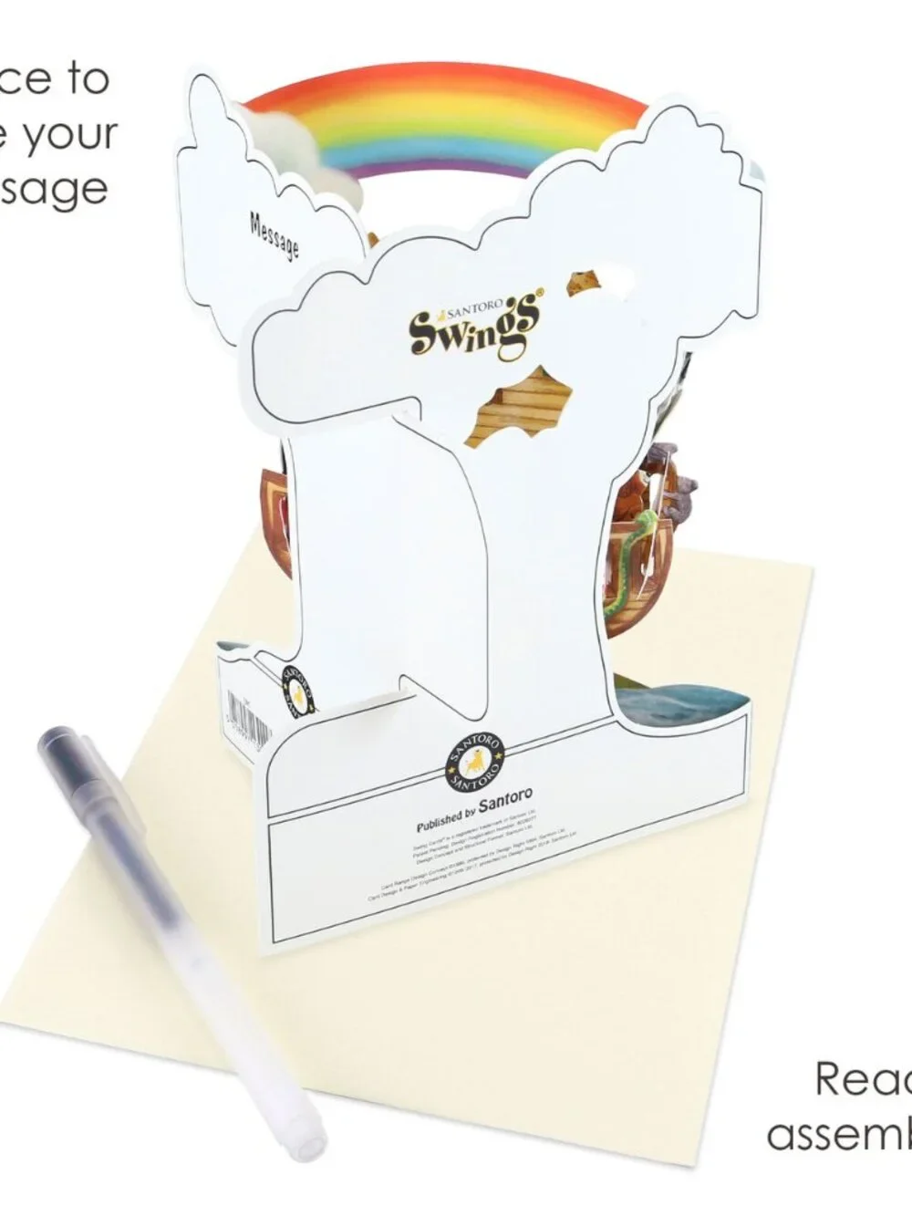 Santoro London Interactive 3-D Swing Cards Noah's Ark Animals Greeting Card SC35